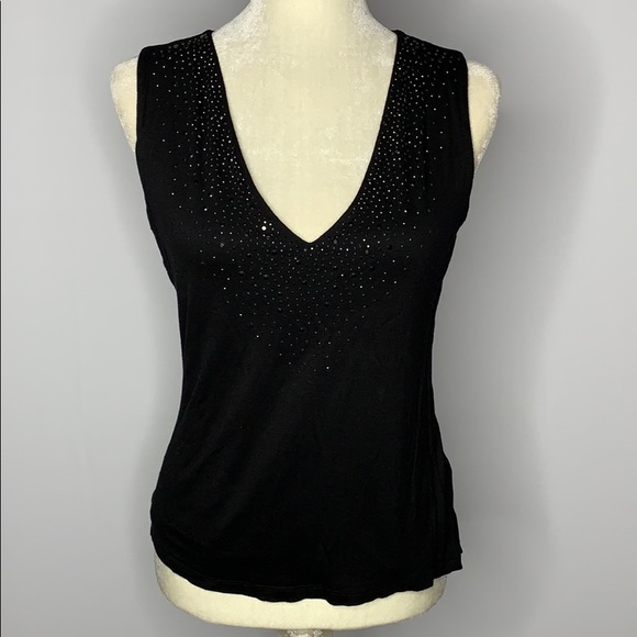 H&M Tops - *SOLD*  Rhinestone Studded V Neck Tank Top 53PE